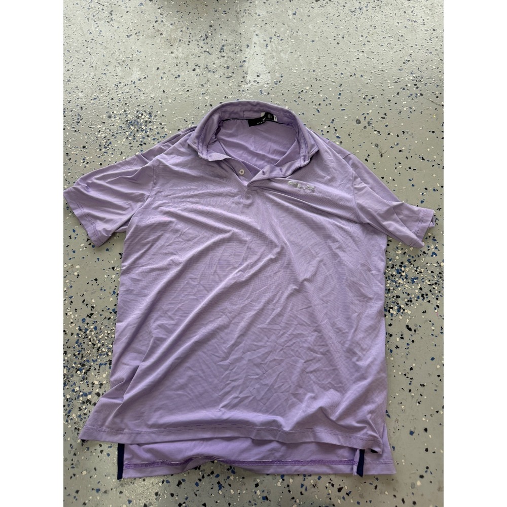 RLX Ralph Lauren Golf Polo Shirt Striped Purple Performance Size‎ L